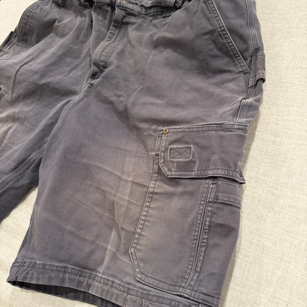 Duluth Trading Co Flex Fire Hose Cargo Shorts Mens 46 Gray Workwear Cotton
